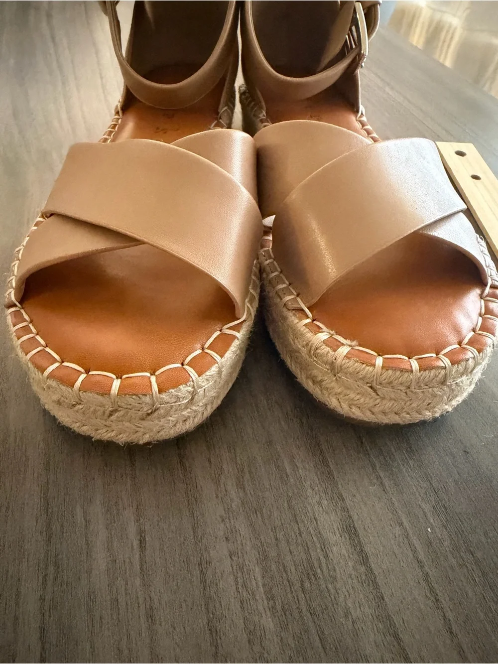 Copper Key Women's Nude Tan Cross-Strap Ankle Buckle Espadrille Sandals 9.5